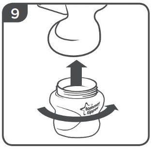 pompa mammaria manuale come assemblare i passaggi da 1 a 9 come elencati di seguito
